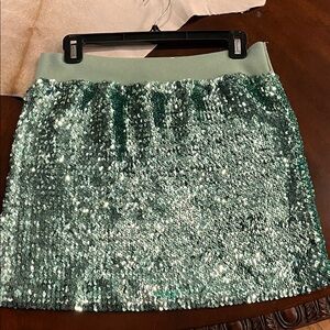 Lily White Shimmering Teal Mini Skirt